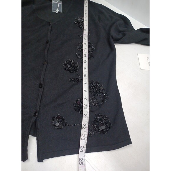 Loulou Cardigan Sweater Sz L Black Beaded Embellished - Picture 7 of 9